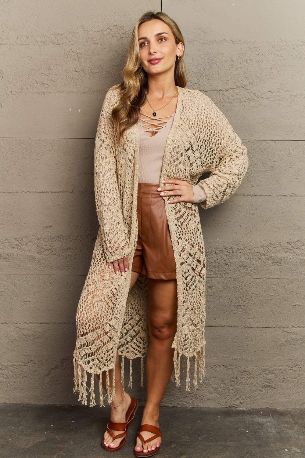 HEYSON Boho Chic Full Size Western Knit Fringe Cardigan – Perfect