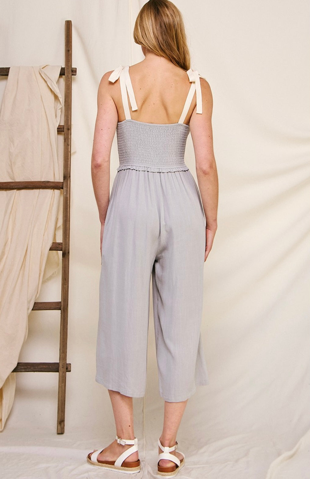 Soft Linen Smocked Top Jumpsuit