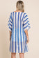 Cotton Bleu by Nu Lab Tied Striped Plunge Half Sleeve Cover-Up