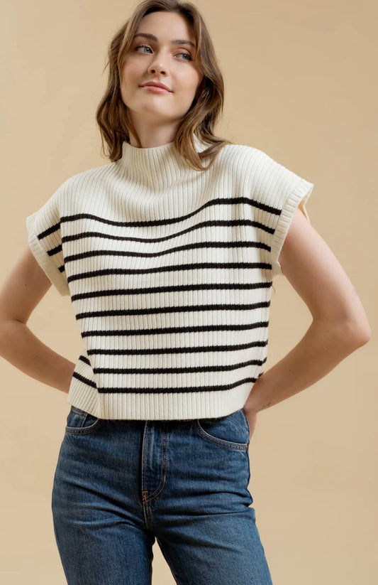 Stripe Funnel Neck Sweater