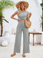 Twisted Round Neck Cap Sleeve Jumpsuit