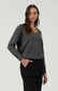 Solid V Neck Drop Shoulder Sweater