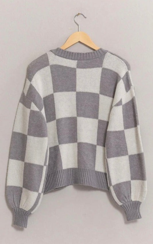 Grey Checkered Sweater