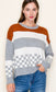 Colorblock Checkerboard Pullover Sweater