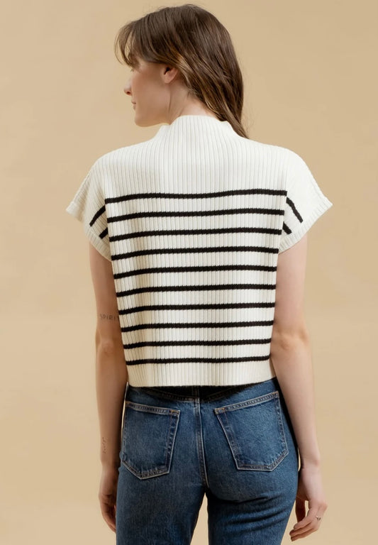 Stripe Funnel Neck Sweater