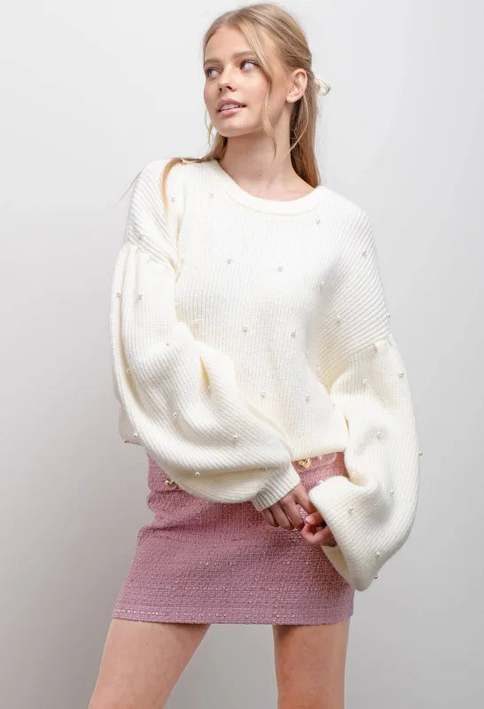 Pearl Drop Shoulder Sweater