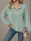 Double Take Striped Half Zip Long Sleeve T-Shirt