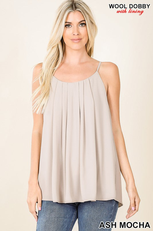 Pleated Spaghetti Cami