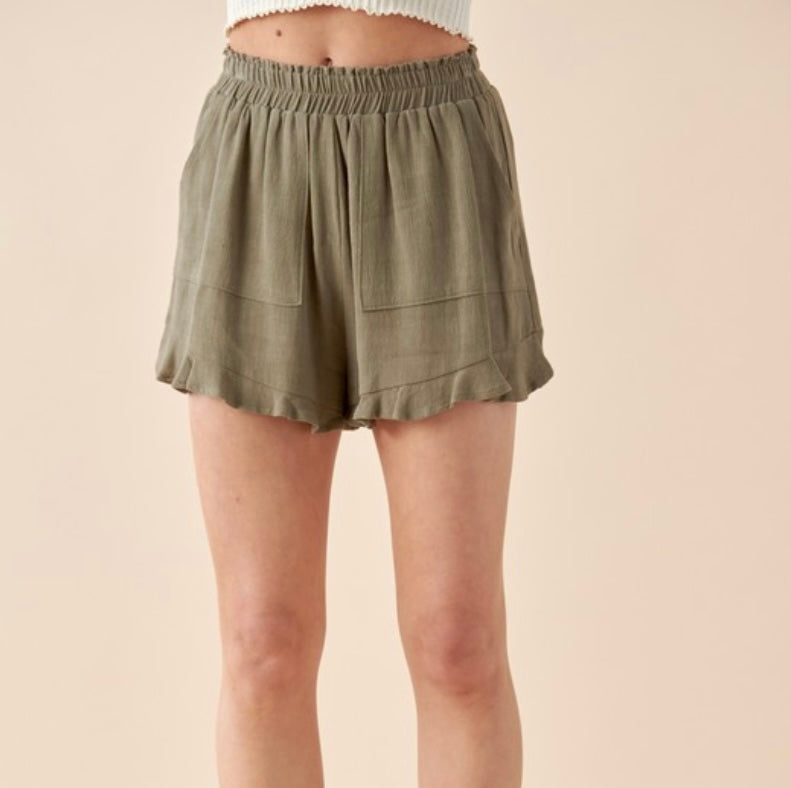 Linen Ruffle Shorts