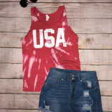 Red tie dye USA tank